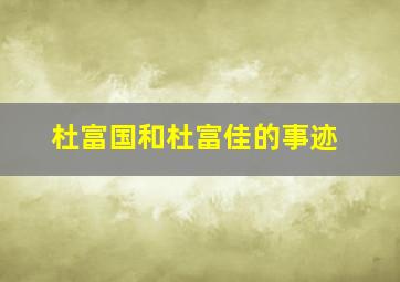 杜富国和杜富佳的事迹