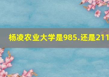 杨凌农业大学是985.还是211