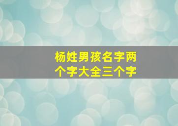 杨姓男孩名字两个字大全三个字