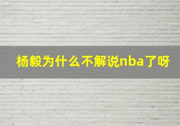 杨毅为什么不解说nba了呀