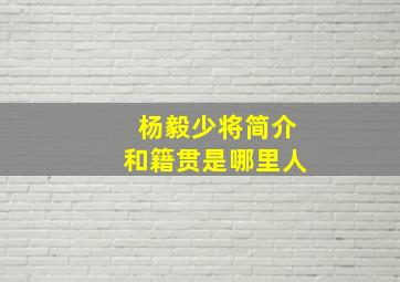 杨毅少将简介和籍贯是哪里人