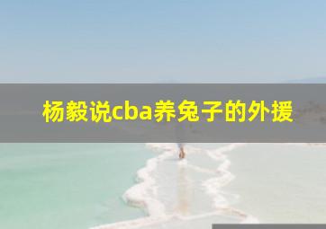 杨毅说cba养兔子的外援