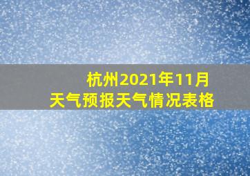 杭州2021年11月天气预报天气情况表格