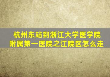 杭州东站到浙江大学医学院附属第一医院之江院区怎么走