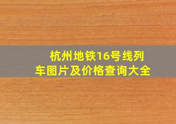 杭州地铁16号线列车图片及价格查询大全