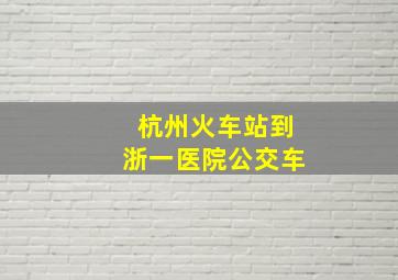 杭州火车站到浙一医院公交车