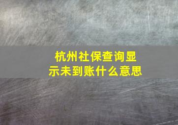 杭州社保查询显示未到账什么意思