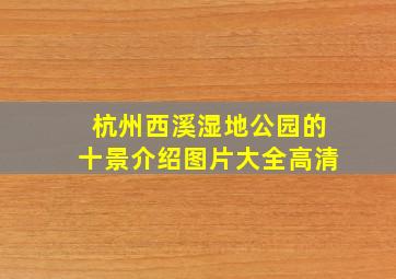 杭州西溪湿地公园的十景介绍图片大全高清