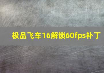 极品飞车16解锁60fps补丁