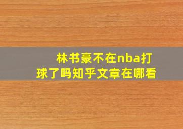 林书豪不在nba打球了吗知乎文章在哪看