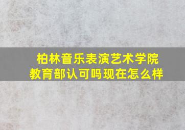 柏林音乐表演艺术学院教育部认可吗现在怎么样