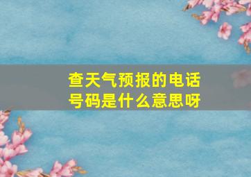 查天气预报的电话号码是什么意思呀