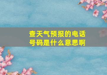 查天气预报的电话号码是什么意思啊