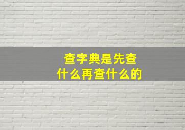 查字典是先查什么再查什么的