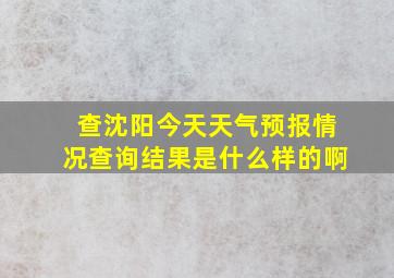 查沈阳今天天气预报情况查询结果是什么样的啊