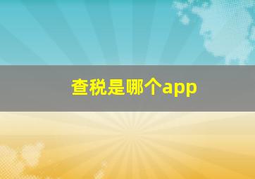 查税是哪个app