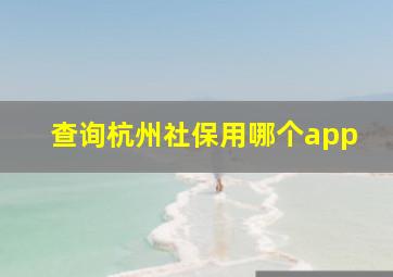 查询杭州社保用哪个app