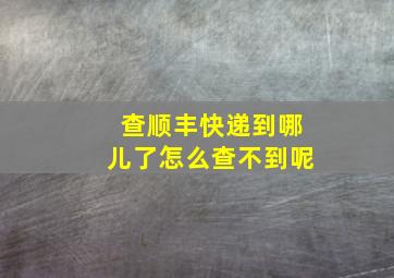 查顺丰快递到哪儿了怎么查不到呢