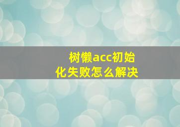 树懒acc初始化失败怎么解决