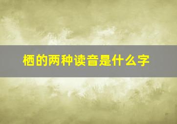 栖的两种读音是什么字