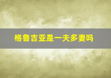 格鲁吉亚是一夫多妻吗