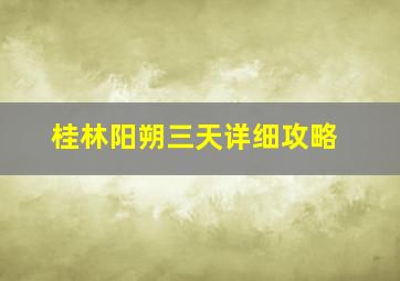 桂林阳朔三天详细攻略