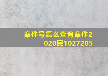 案件号怎么查询案件2020民1027205