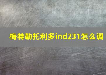 梅特勒托利多ind231怎么调