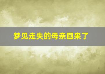 梦见走失的母亲回来了