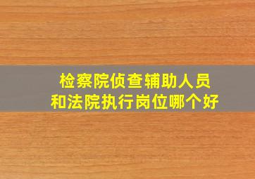 检察院侦查辅助人员和法院执行岗位哪个好