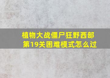 植物大战僵尸狂野西部第19关困难模式怎么过