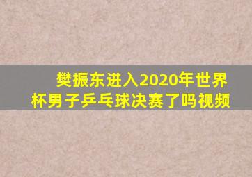 樊振东进入2020年世界杯男子乒乓球决赛了吗视频