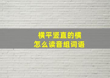 横平竖直的横怎么读音组词语