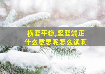 横要平稳,竖要端正什么意思呢怎么读啊