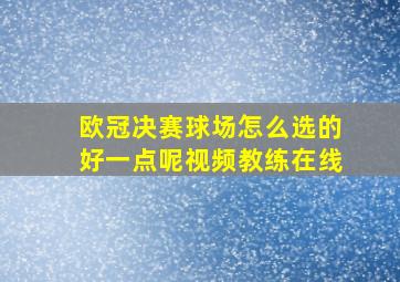 欧冠决赛球场怎么选的好一点呢视频教练在线