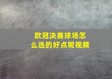 欧冠决赛球场怎么选的好点呢视频