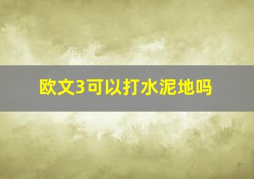 欧文3可以打水泥地吗