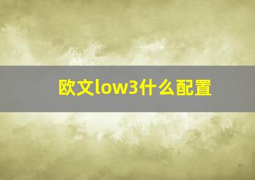 欧文low3什么配置