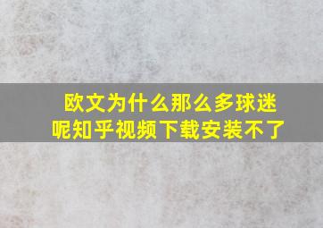 欧文为什么那么多球迷呢知乎视频下载安装不了