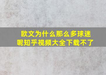 欧文为什么那么多球迷呢知乎视频大全下载不了