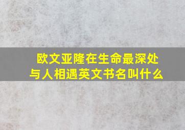 欧文亚隆在生命最深处与人相遇英文书名叫什么