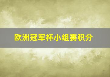 欧洲冠军杯小组赛积分