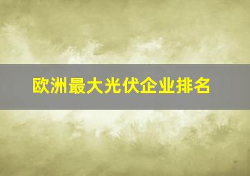 欧洲最大光伏企业排名