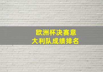 欧洲杯决赛意大利队成绩排名