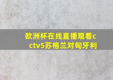 欧洲杯在线直播观看cctv5苏格兰对匈牙利