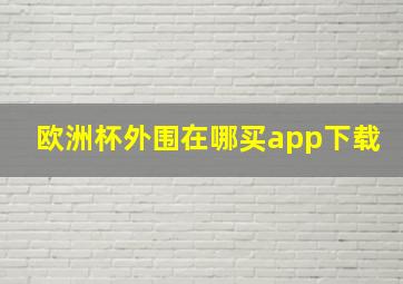 欧洲杯外围在哪买app下载