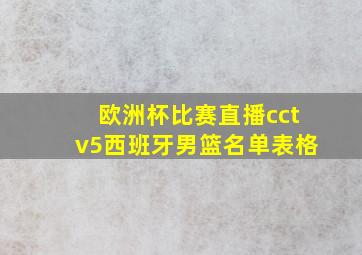 欧洲杯比赛直播cctv5西班牙男篮名单表格