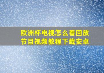 欧洲杯电视怎么看回放节目视频教程下载安卓