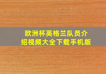 欧洲杯英格兰队员介绍视频大全下载手机版