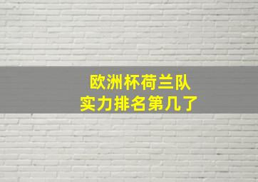 欧洲杯荷兰队实力排名第几了